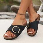 Averly | Adjustable Women's Cork Sandals with Slip-On Design and Wide Buckle Strap 2