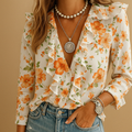 Blouse with ruffles and butterfly print for women | Felicity 0