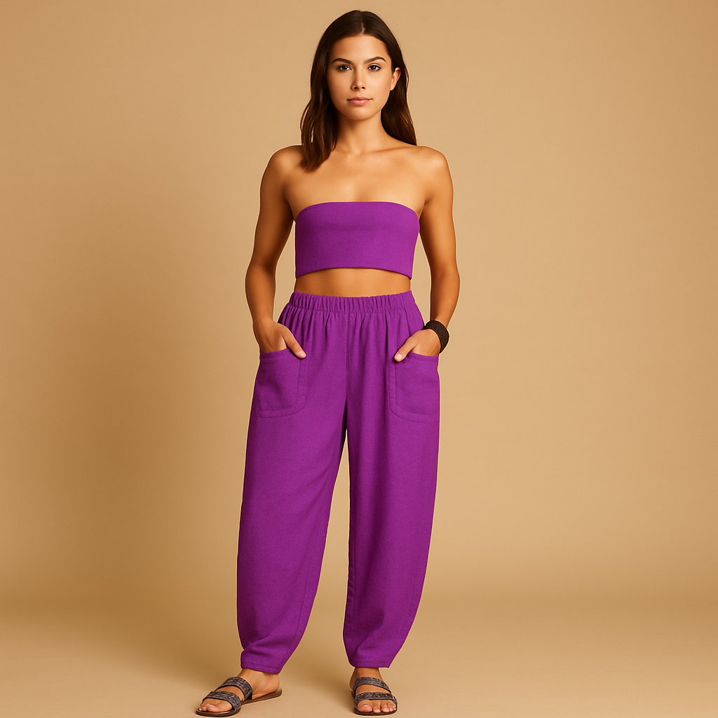 Boho high-waist summer pants for women | Laila 1