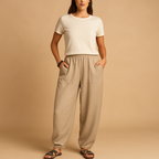 Boho high-waist summer pants for women | Laila 7