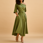 Elegant midi dress with waistband for women | Sophia 2