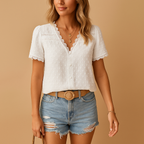 Lace V-neck blouse for women | Daphne 4