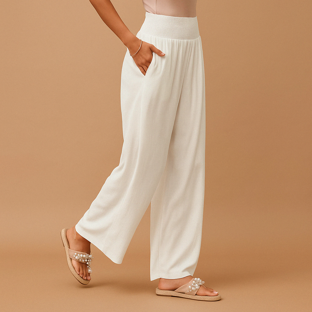Lightweight summer pants with elastic waist for women | Clara 1