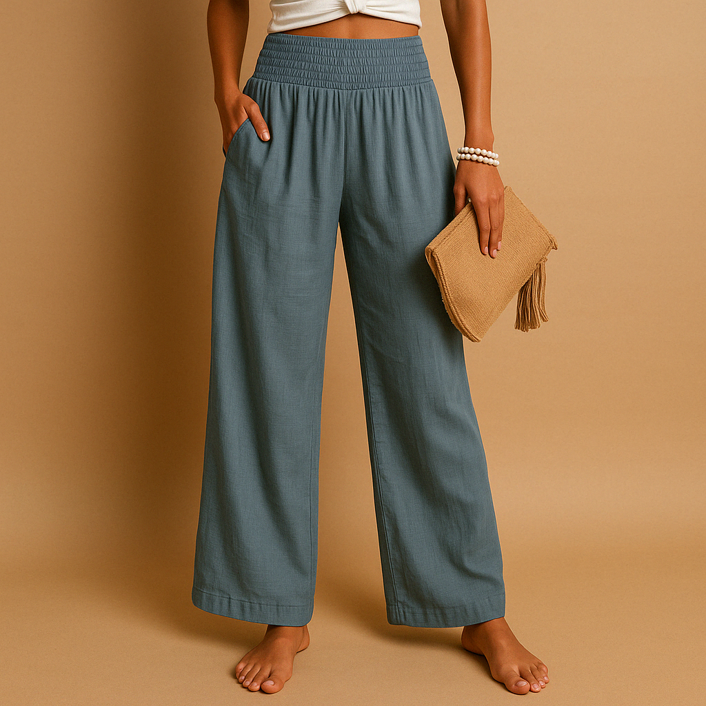 Lightweight summer pants with elastic waist for women | Clara 2