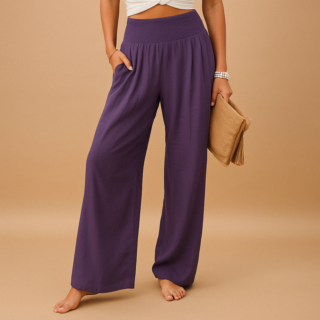 Lightweight summer pants with elastic waist for women | Clara 5