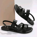 Liora | Women's Vegan Leather Strappy Flat Sandals with Triple Strap Design 4