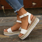 Lunara | Women's Adjustable Black Platform Sandals with Textured Sole for Summer Comfort 2