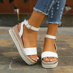 Lunara | Women's Adjustable Black Platform Sandals with Textured Sole for Summer Comfort 5