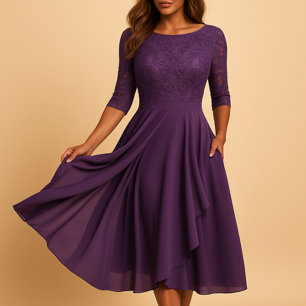 Midi dress with lace top for women | Clara 0