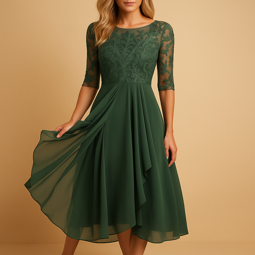 Midi dress with lace top for women | Clara 1
