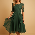 Midi dress with lace top for women | Clara 1