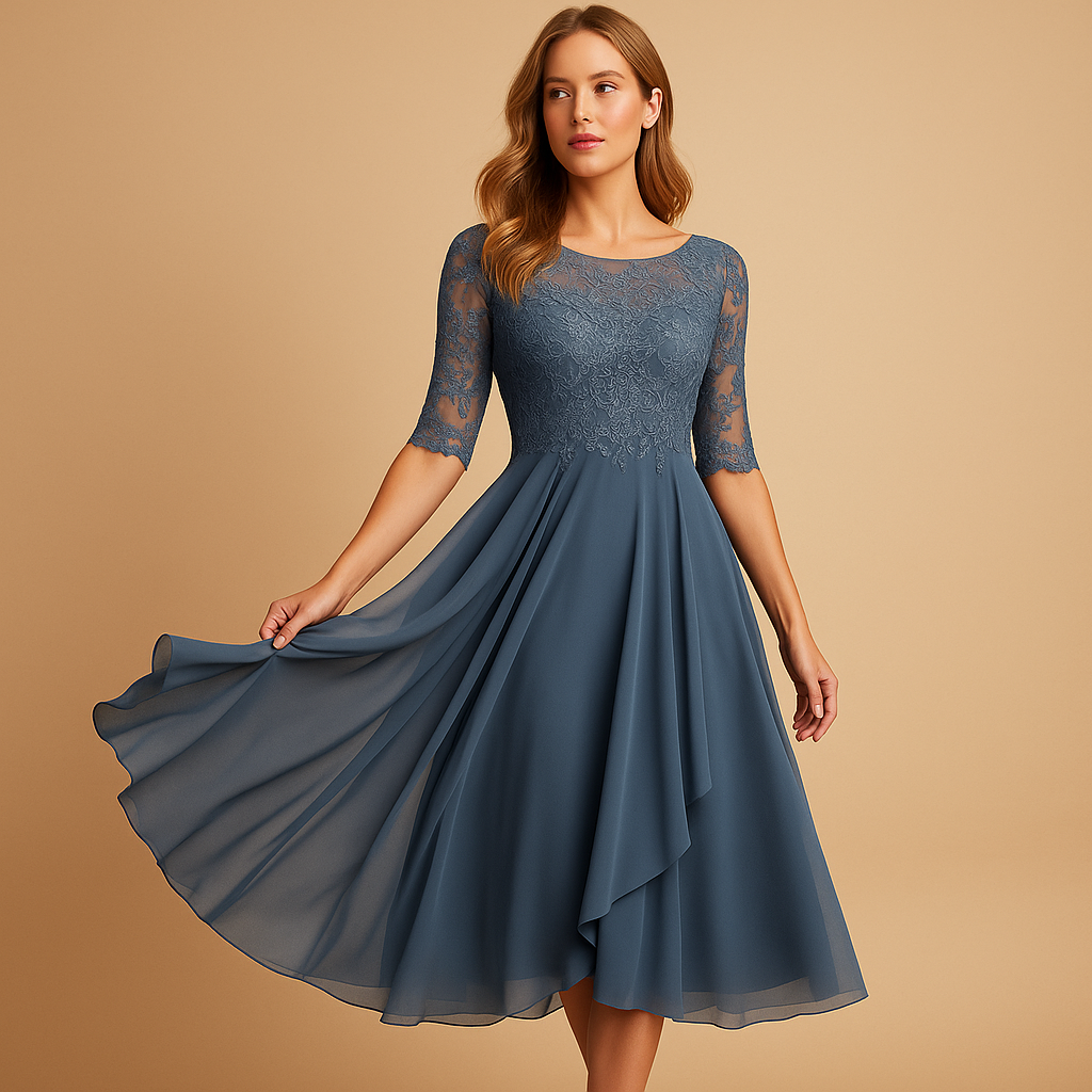 Midi dress with lace top for women | Clara 2