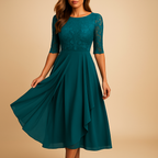 Midi dress with lace top for women | Clara 3
