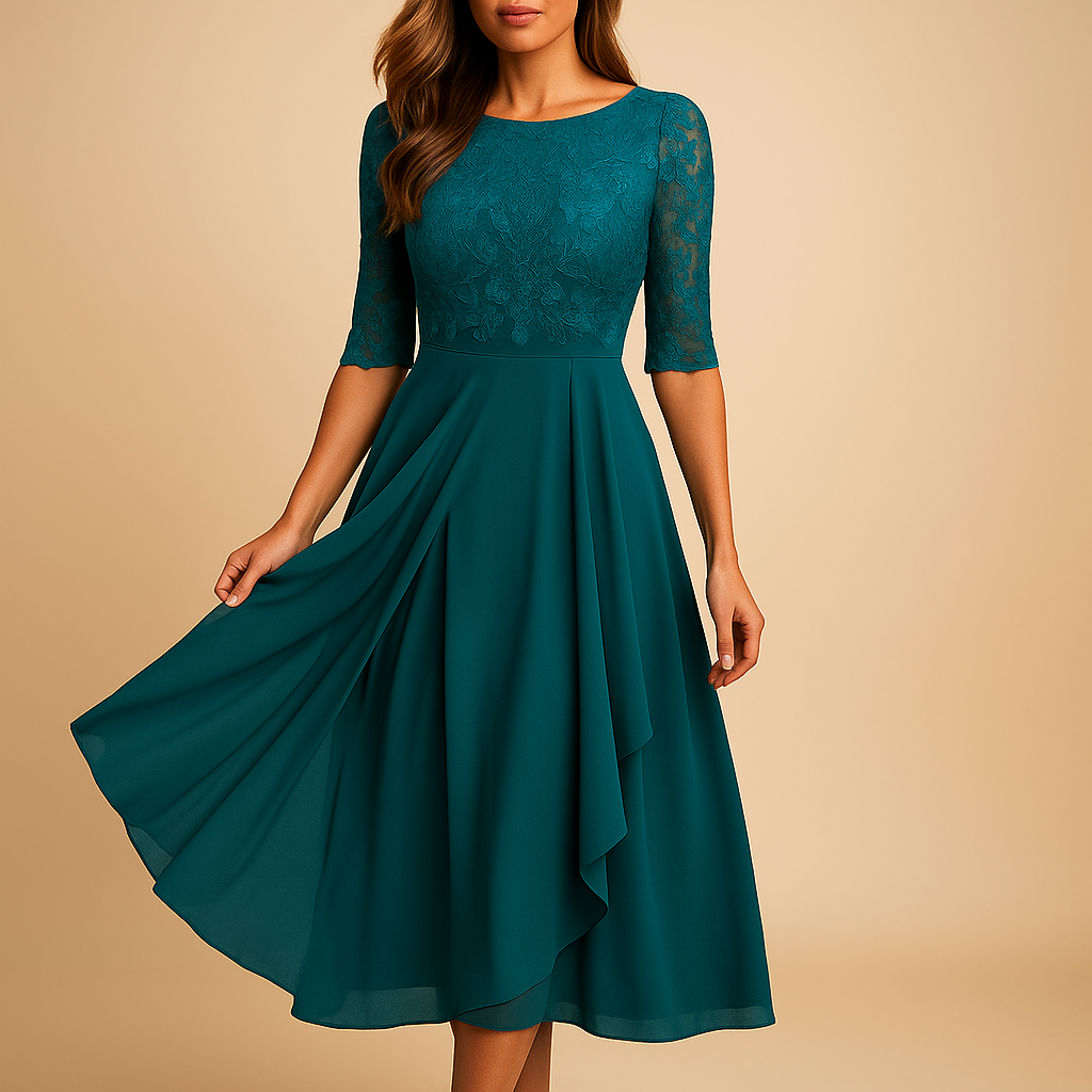 Midi dress with lace top for women | Clara 3