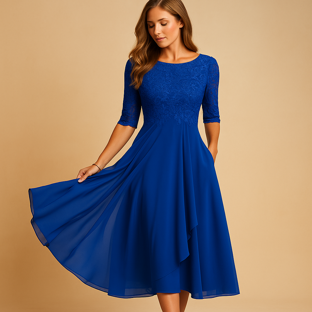 Midi dress with lace top for women | Clara 4