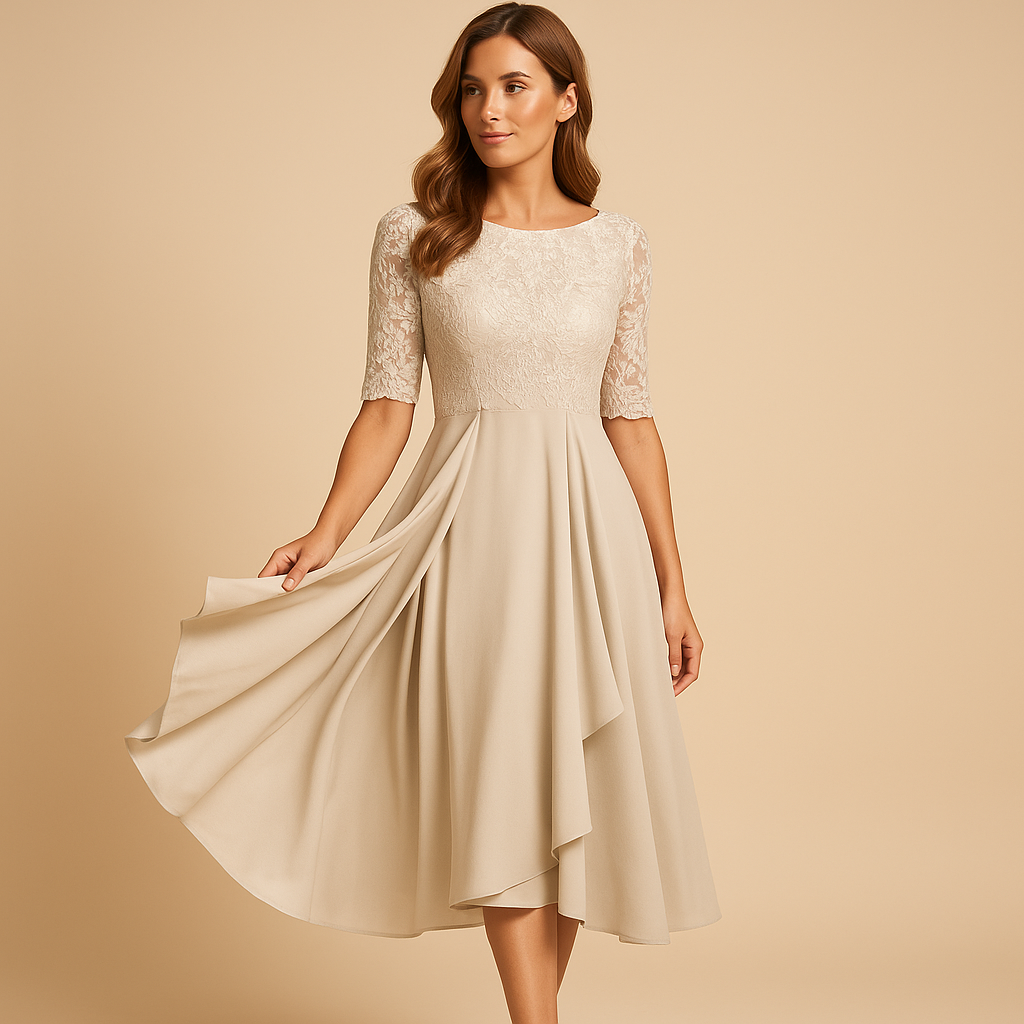 Midi dress with lace top for women | Clara 5